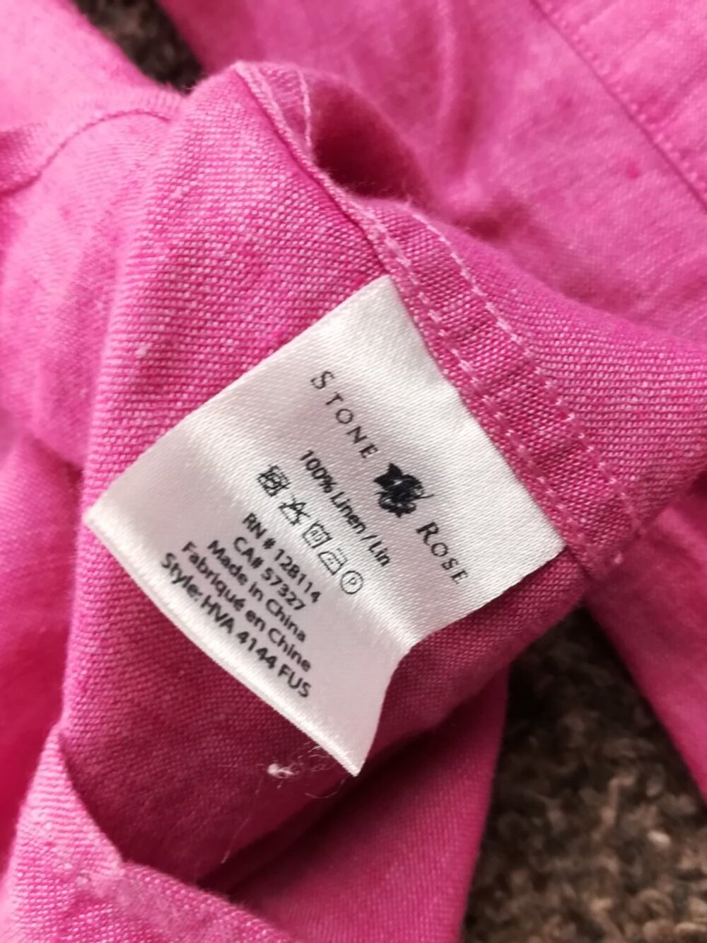 Stone Rose Shirt Linen Floral Flip Cuff L/S Button Up Pink Mens 3 (Medium) - Picture 5 of 11